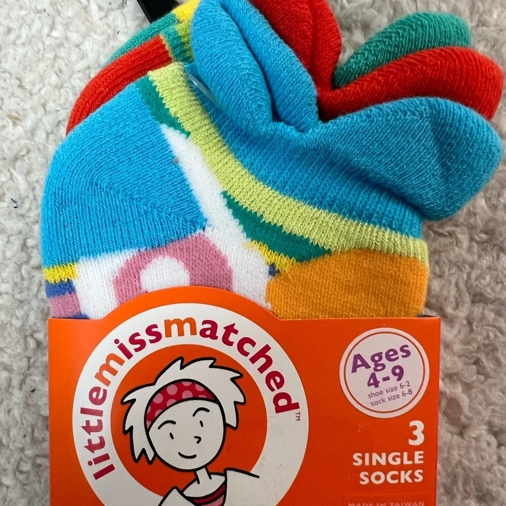 Little Miss Matched Colorful Sporty Socks Shoe Liners for Kids